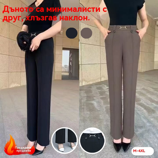 Нови висококачествени прави панталони, ежедневни летни връхни панталони, семпли тесни панталони с висока талия