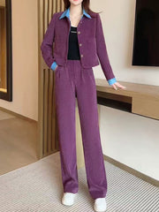 2-Части Комплект с Псевдо-Двуделна Яка