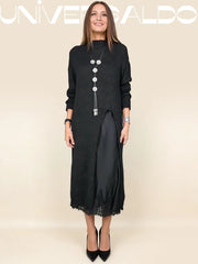 【XS-3XL】👗Нов комплект от дантела, дизайн с отвор, стил пуловер, рокля с презрамки + пуловер с отвор, 2 части