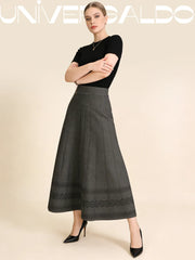 Зимна дебела вълнена миди пола