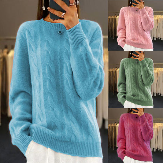 🔥✨【Нов есенен стил】【S-2XL】2025 Едноцветен висококачествен мек и удобен вълнен пуловер