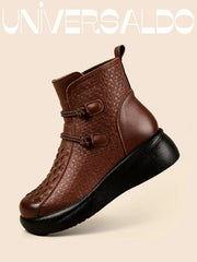 💥💥【най-продавани】Зимни модни дамски кожени ботуши с изолация, изработени от естествена кожа с цип отстрани.