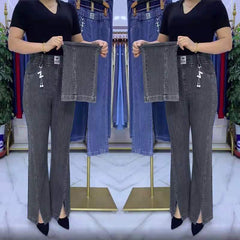 【S-4XL】Дънки с висока талия от плътен еластичен деним