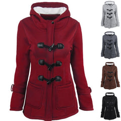 🔥Последен ден 50% отстъпка - Топло дамско яке с качулка, миди дължина