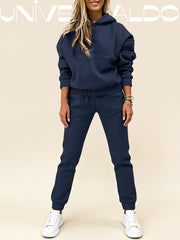 2-Частен Комплект с Полиестерен Суитшърт и Дълъг Ръкав