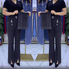 【S-4XL】Дънки с висока талия от плътен еластичен деним