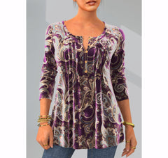 ✨【S-3XL】Модерна тениска с дълги ръкави и кръгло деколте на цветя