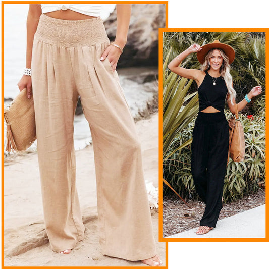 💖【S-3XL】 Нов удобен, дишащ ежедневен дамски панталон с широк крачол