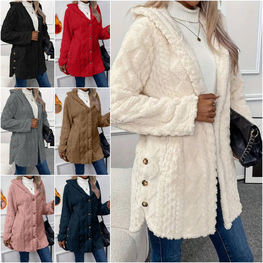 Дамско топло поларено яке за есен и зима, с качулка, с две качулки.