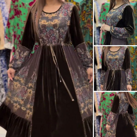 【❤️🔥45% ОТСТЪПКА】🔥🥰 Нова есенно/зимна дантелена кадифена рокля