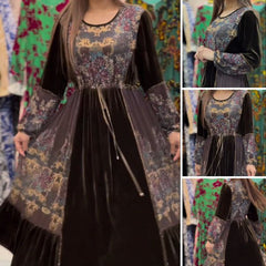 【❤️🔥45% ОТСТЪПКА】🔥🥰 Нова есенно/зимна дантелена кадифена рокля