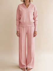 2-Части Комплект: Свободна Блуза и Широки Панталони