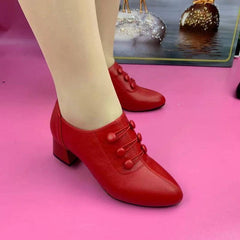 💥🔥Модерни ежедневни обувки от естествена кожа с средна височина на тока