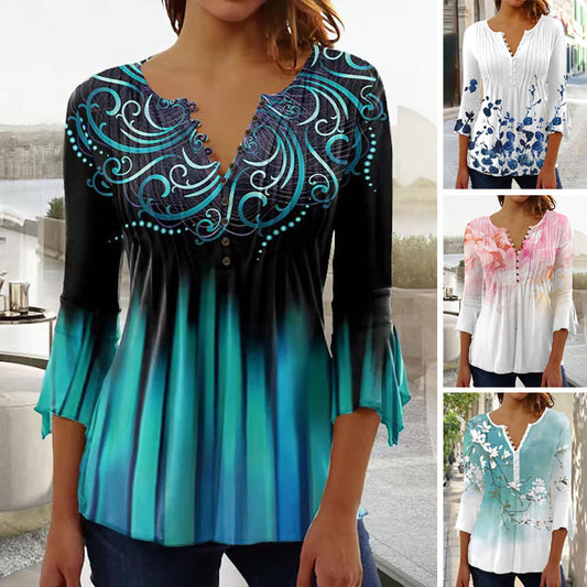 Нов дамски топ с дълъг ръкав и щампа от 2026 г., удобен и стилен