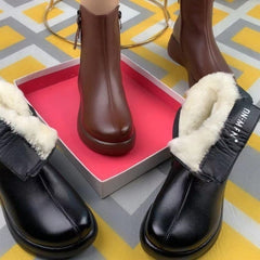 🎁Зимна разпродажба🔥Нови топли ботуши от мека кожа с двоен цип