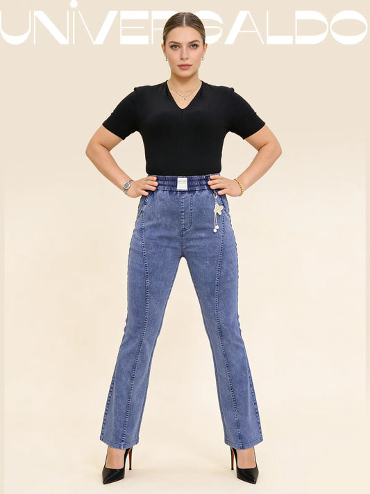 👖【S-4XL】Дамски еластични дънки с висока талия