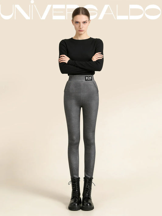 Дамски модни топли кашмирени панталони с прилепнала кройка