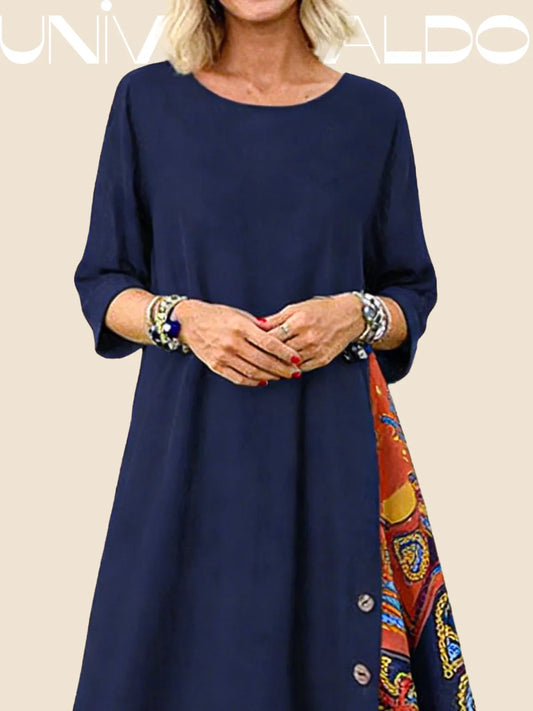 🌾💕[M-5XL] Нова винтидж ленена рокля със среден ръкав, мека и удобна