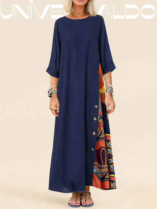 🌾💕[M-5XL] Нова винтидж ленена рокля със среден ръкав, мека и удобна