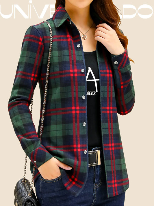 【M-7XL】Дамска зимна фланелена риза с дебела подплата и каре