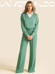 2-Части Комплект Спорна Блуза и Широки Панталони