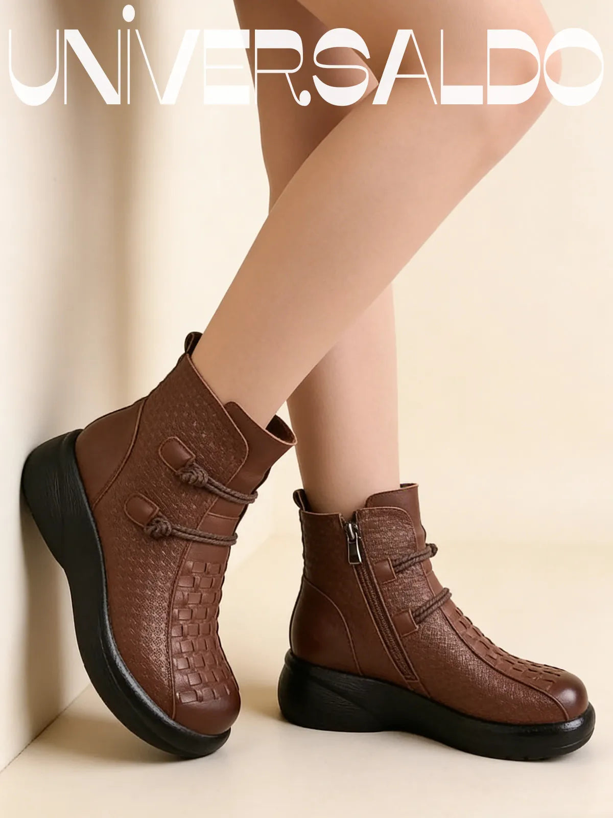 💥💥【най-продавани】Зимни модни дамски кожени ботуши с изолация, изработени от естествена кожа с цип отстрани.