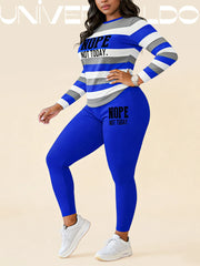 🌈😍 Небрежен раиран костюм в хип-хоп стил (блуза с дълъг ръкав + панталон)