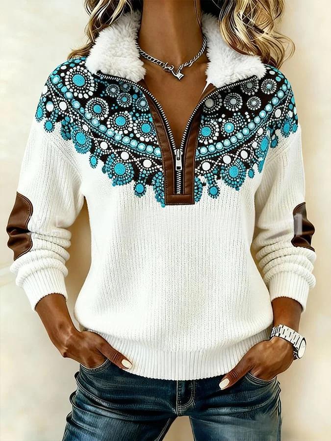 Ограничена във времето изненада: 50% отстъпка!🔥🔥 Дългоръкава блуза с принт и пухкав кардиган