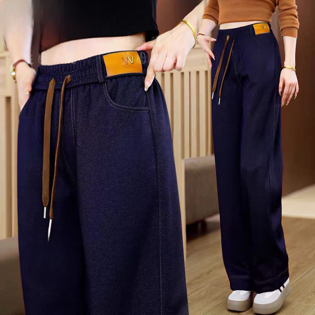 【37-107 КГ】🔥Дънки с поларена подплата👖Нови ежедневни панталони с висока талия