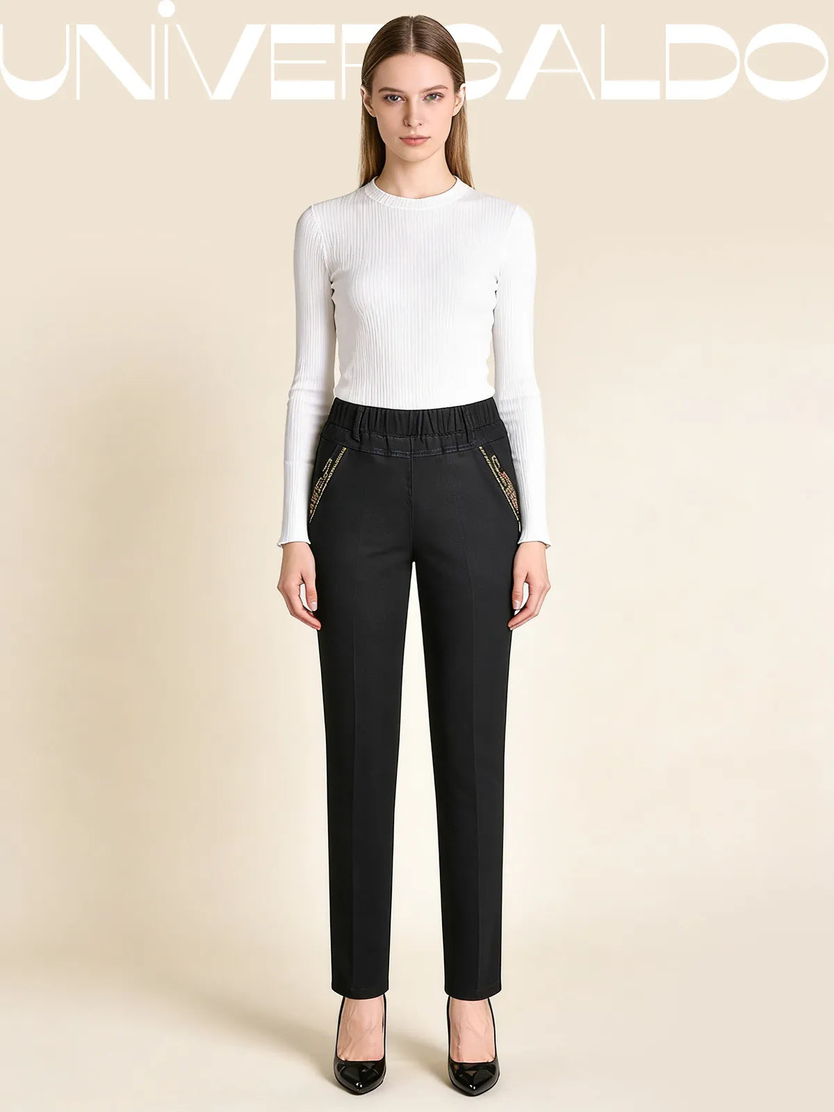 🔥【XL-5XL】👖👖Дамски прави ежедневни еластични дънки (50-90 кг)