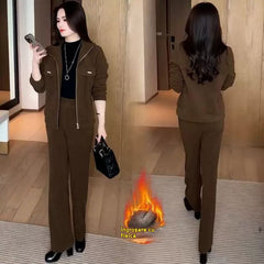 💖🔴💥【M-4XL】Нов дамски костюм от дебел кадифе (топ + панталон) 2025 г.