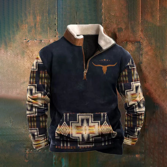 👕【50% ОТСТЪПКА】【S-4XL】Есенно-зимна модна мъжка топла блуза с дълъг ръкав и 3D принт