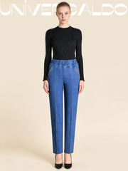 🔥【XL-5XL】👖👖Дамски прави ежедневни еластични дънки (50-90 кг)