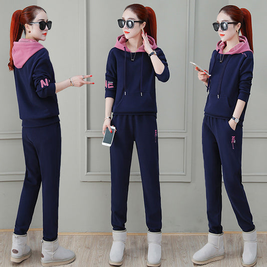 🔥【Суитшърт + панталон】Комплект спортно облекло с полар (две части)