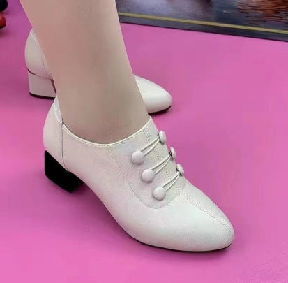 💥🔥Модерни ежедневни обувки от естествена кожа с средна височина на тока