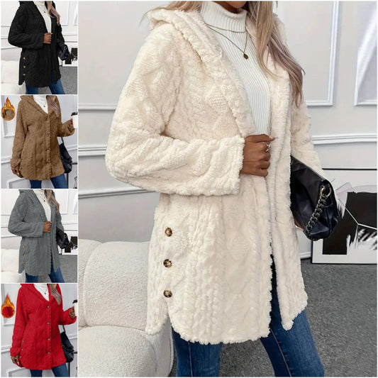 Дамско топло поларено яке за есен и зима, с качулка, с две качулки.