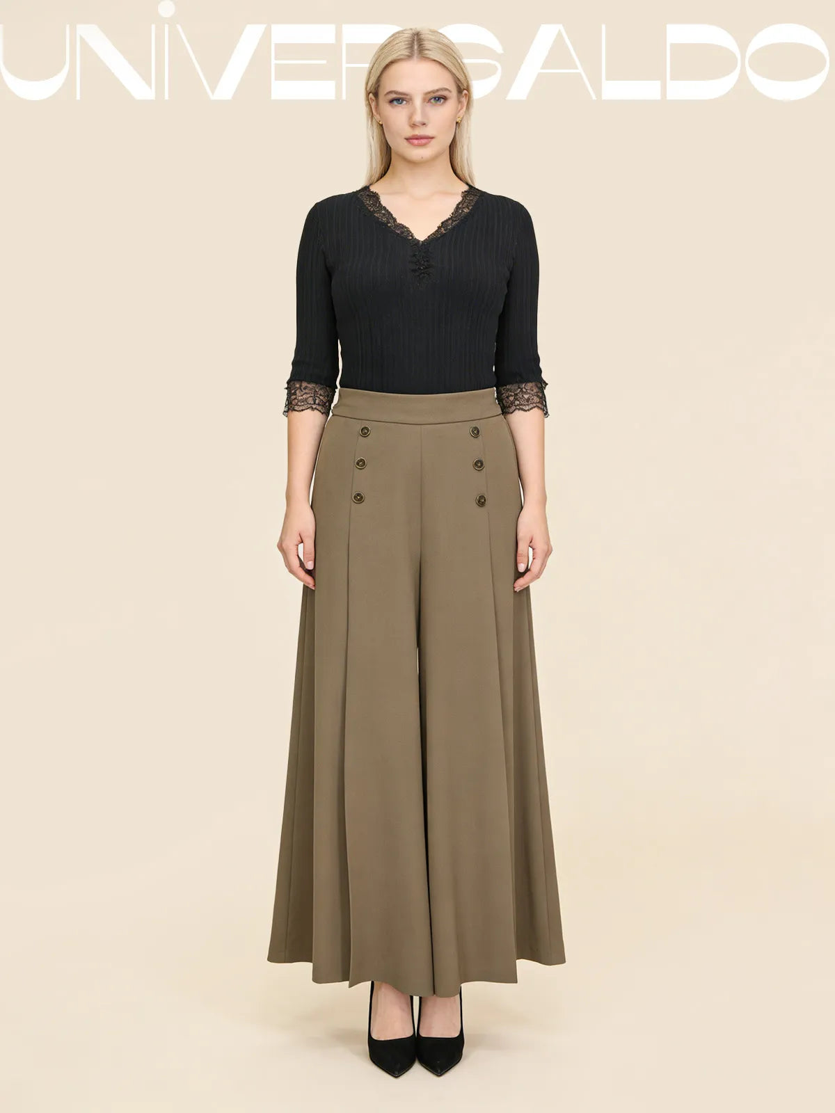 горещи продажби🔥💖【M-5XL】Нови дамски широки, вталени панталони с висока талия