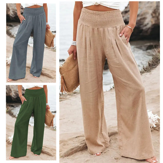 💖【S-3XL】 Нов удобен, дишащ ежедневен дамски панталон с широк крачол