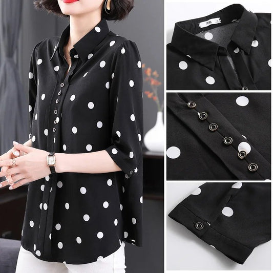 🎀 【【M-5XL】Елегантна модна дамска риза на точки
