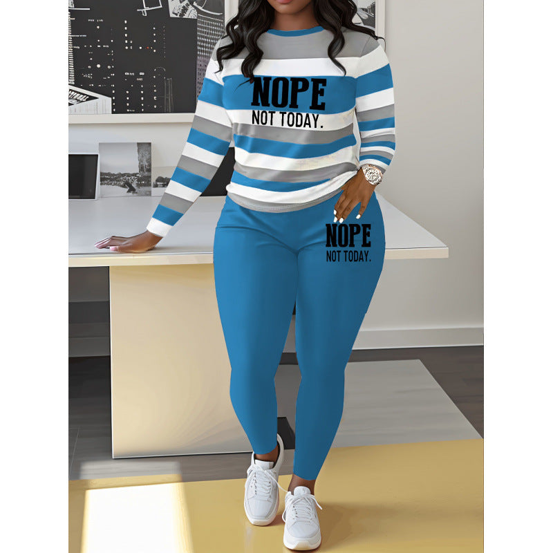 🌈😍 Небрежен раиран костюм в хип-хоп стил (блуза с дълъг ръкав + панталон)