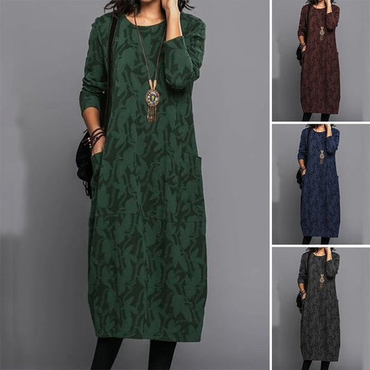 💃✨【 Ограничена оферта - 50% отстъпка!】 Дамска рокля с кръгло деколте, елегантна и модерна!