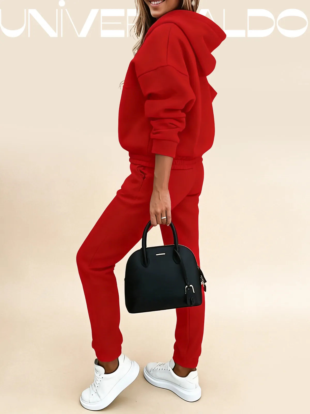 2-Частен Комплект с Полиестерен Суитшърт и Дълъг Ръкав