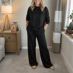 📢📢【Ограничена оферта – 50% отстъпка!】Нов дамски комплект от пуловер с пайети + дълъг панталон