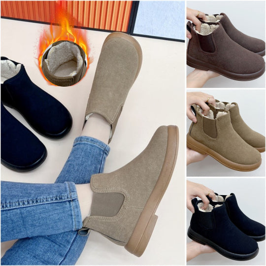 👢Топли кашмирени равни, удобни, универсални, неплъзгащи се боти до глезена за зимата