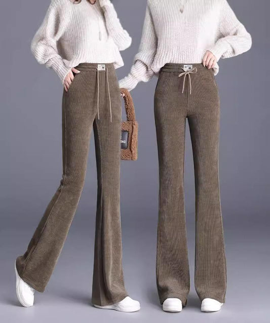 🔥Дамски есенно-зимни топли, дебели, ежедневни разкроени панталони с висока талия