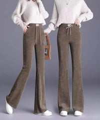 🔥Дамски есенно-зимни топли, дебели, ежедневни разкроени панталони с висока талия