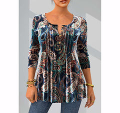 ✨【S-3XL】Модерна тениска с дълги ръкави и кръгло деколте на цветя