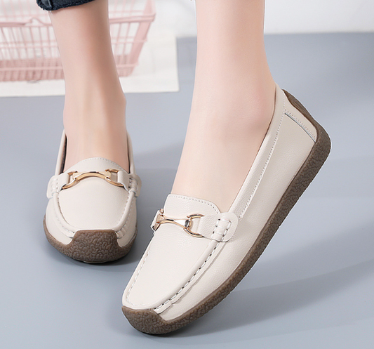 🔥 50% ОТСТЪПКА！Дамски едноцветни мокасини с метална декорация равни обувки