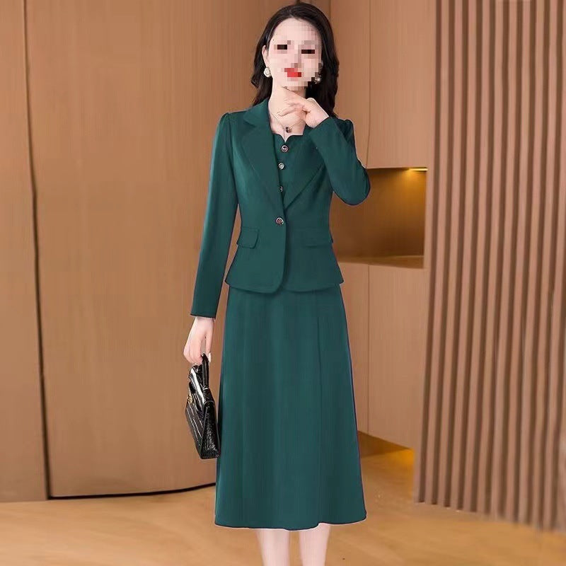 【M-6XL】🎀 Есенен/зимен комплект рокля с оформящ ефект (рокля + яке)✨